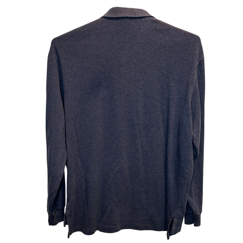 Polo Ralph Lauren Long Sleeve Polo Large Men's Charcoal Gray Heather Cotton Pony - Picture 3 of 7